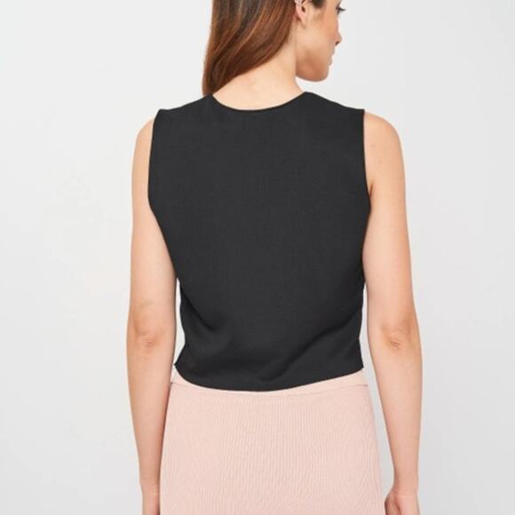 ZARA Deep V Neck Black Crop Top Vest Blouse Womens Medium Cropped - Picture 2 of 16